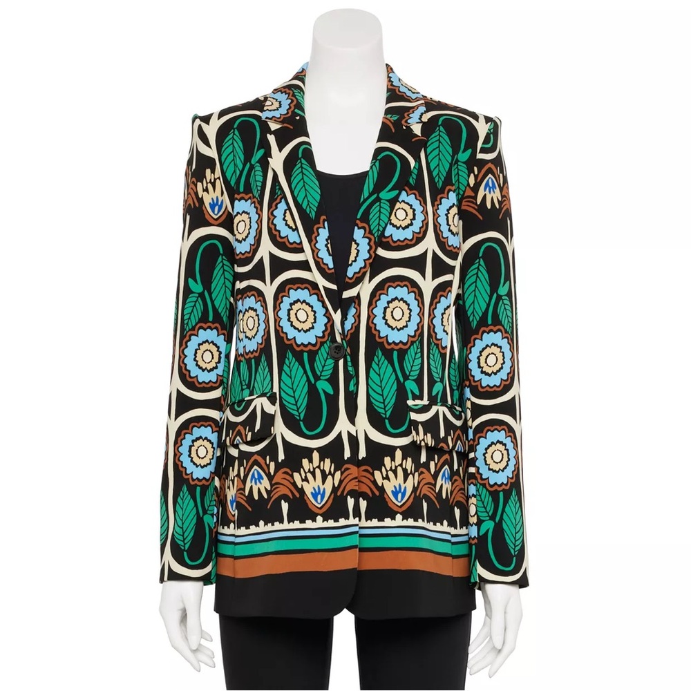 INTEMPO Floral Print Long Boyfriend Blazer